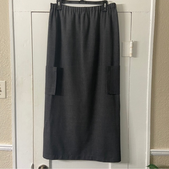 Shirin Guild Straight Dark Gray Maxi Wool Skirt - Picture 5 of 14